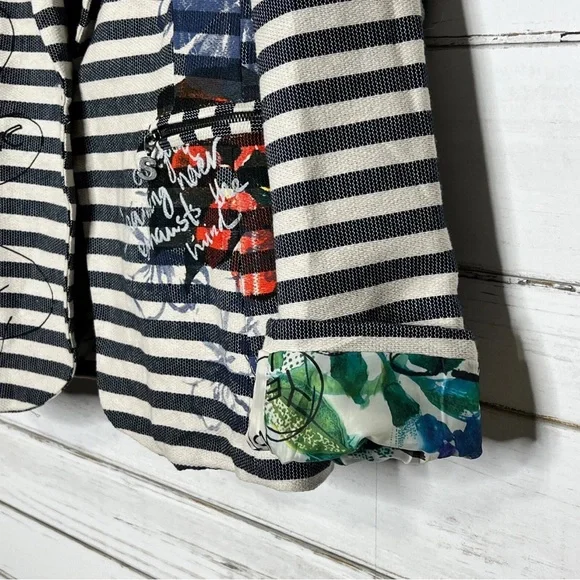 Striped Women's Blazer with Artistic Accents - Picture 5 of 13